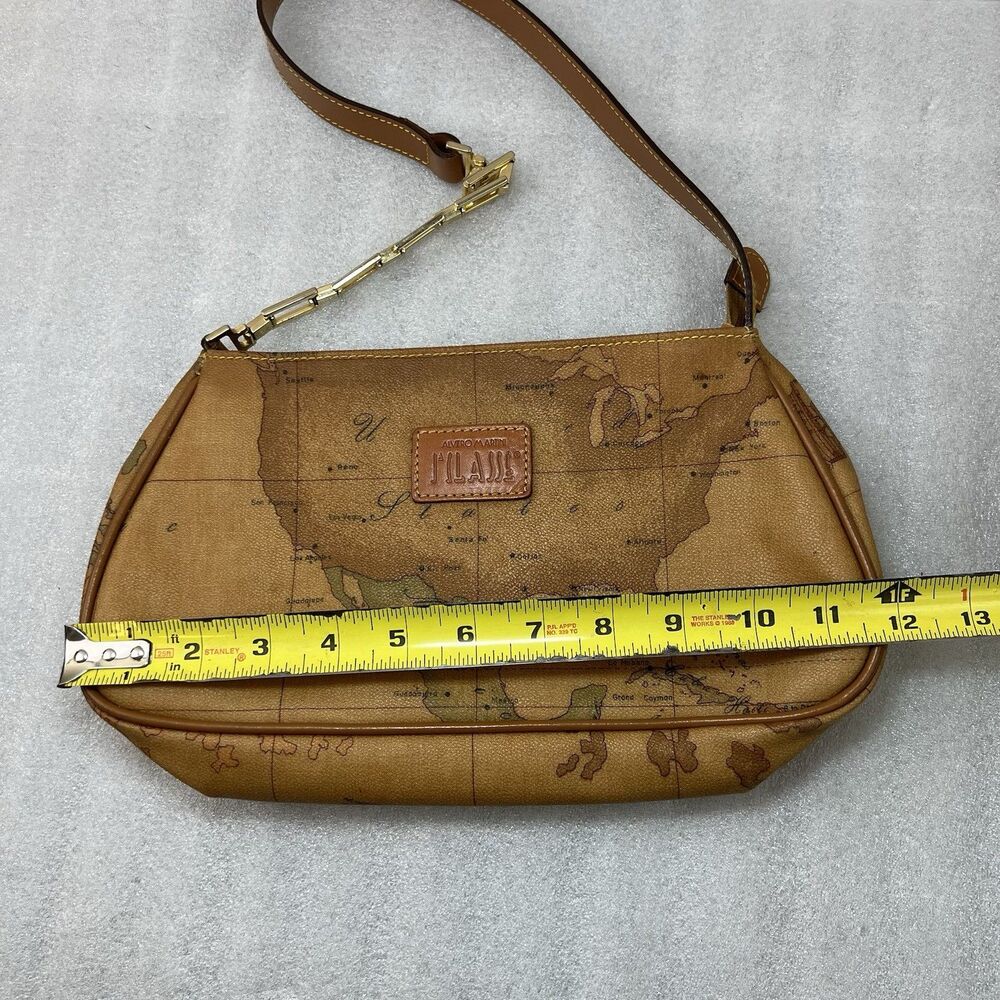Alviero Martini 1A Classe Geo Map Print Coated Canvas Shoulder Bag Vtg Y2K - Picture 14 of 16